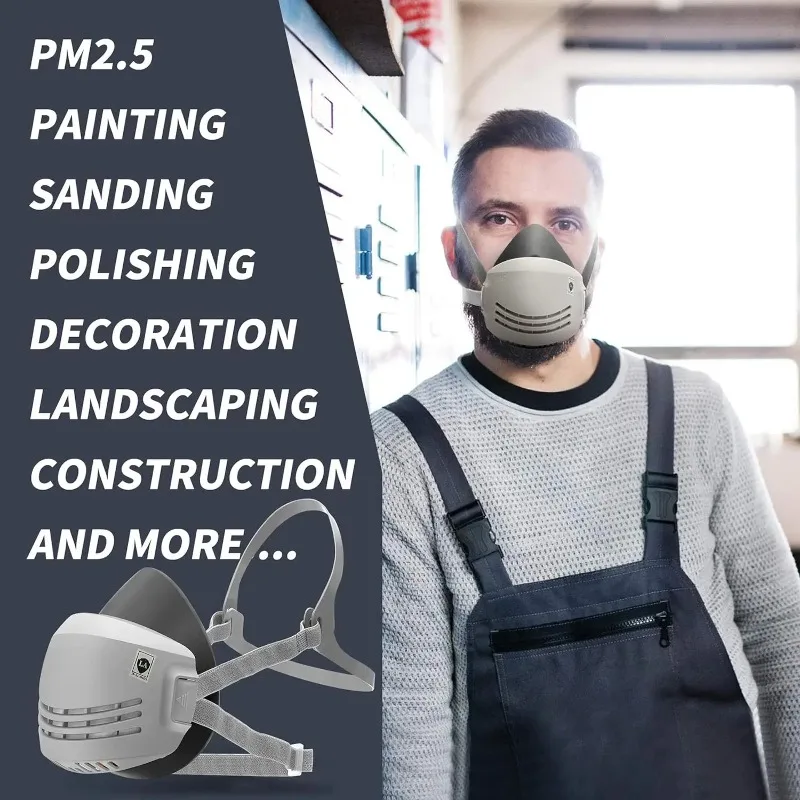 Dust Mask Construction - Staubmaske + 20 Stück Filter-Baumwoll-Atemschutzmaske, halbes